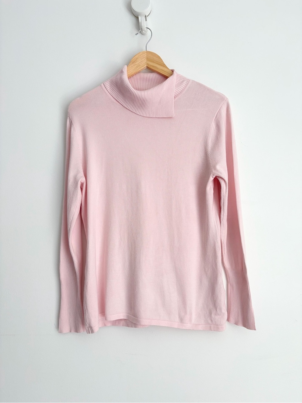 Marble Blush Pink Draped Turtleneck Sweater Balletcore Twee M